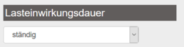 2. Eingabe der Lasteinwirkungsdauer
