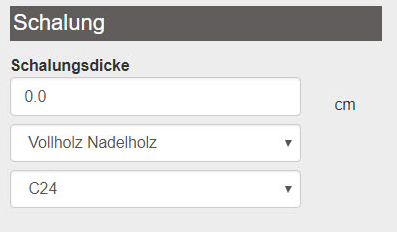2. Angabe der Schalung