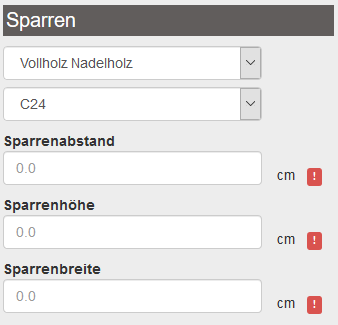 3. Angaben zum Sparren